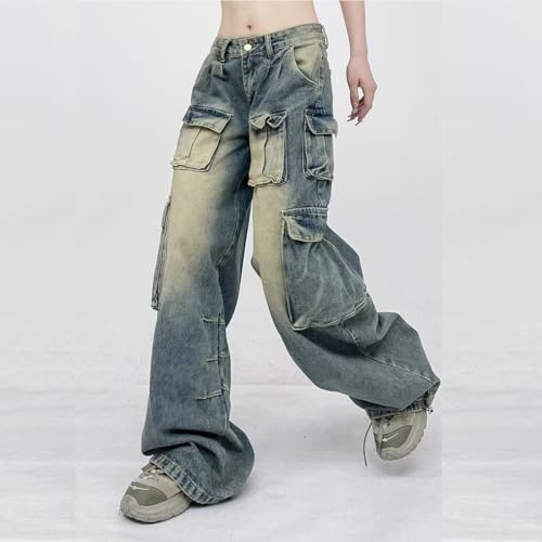 Women's Gothic Work Pants, Women's Hip Hop Street Multi Pocket Loose Jeans, Y2K Jeans2