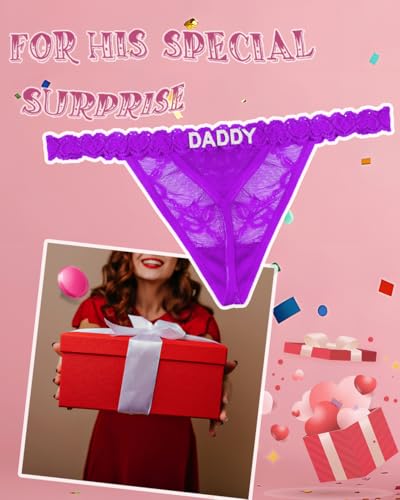 Image of Sexy Underwear for Women Lace Panties Sexy Thong with Funny Rhinestone Letters for Couple Gifts