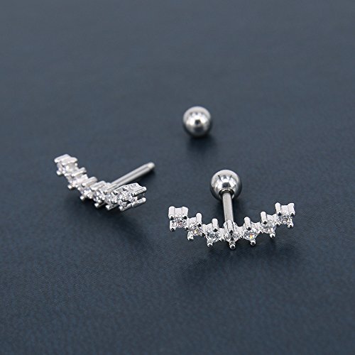 Zs ED275G Curve Seven Stud Cz Stud Earrings 316L Stainless Steel Ear Helix Conch Cartilage Piercing  thumb #2