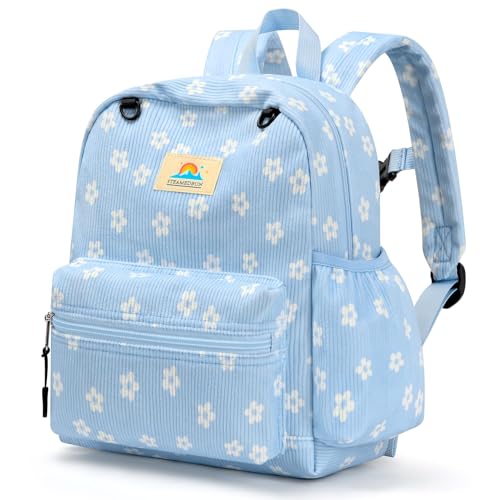 STEAMEDBUN Corduroy Toddler Backpack for Girls 2-4: Kids backpack for Boys Girls - 12 inch Preschool Kindergarten Backpacks - Floral