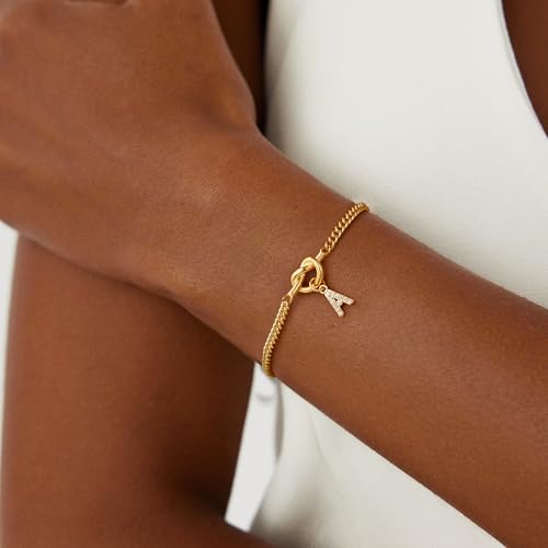 GWH Gold Initial Bracelets for Women Jewelry Gifts - Dainty 14K Gold Plated Zircon Letter Knot Bracelet Alphabet Monogram Initial A Bracelets Birthday Gifts for Women - image 2