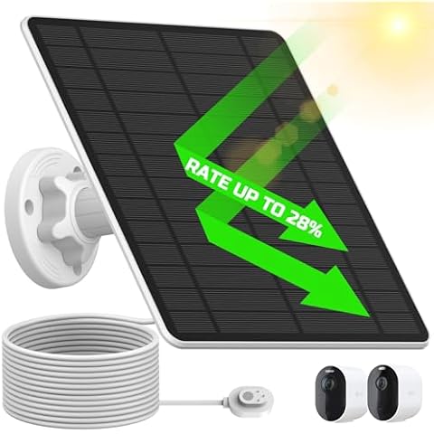 Arlo Solar Panel Charger, 5W Solar Panel for Arlo Camera Compatible with Pro 4/Pro 3/Ultra 2/Ultra/Pro 3 Floodlight/Go 2/Pro 5S, IP65 Waterproof Arlo Camera Solar Panel, 13.1FT Cable & 360°Adjustable Cover