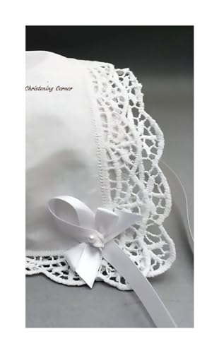 Trellis Lace Christening Keepsake Handkerchief Bonnet2