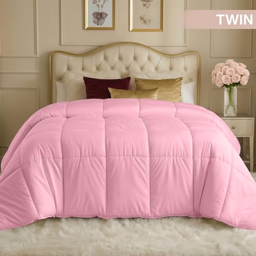 Image of Utopia Bedding Comforters Twin Size, All Season Duvet Insert, Down Alternative Box Stitched Bed Comforter with Corner Tabs, Machine Washable (Pink)
