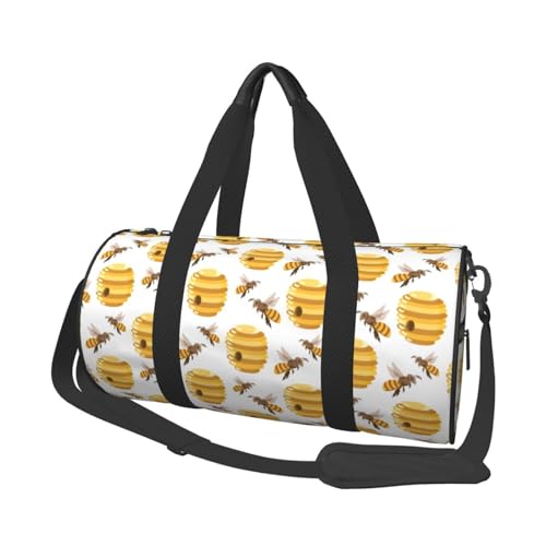 Large Duffle Bag for Travel - Beehives Honey Bees Cute Gym Bag for Women Men, Foldable Travel Bags for Women Men with Zippered Multiple Pockets