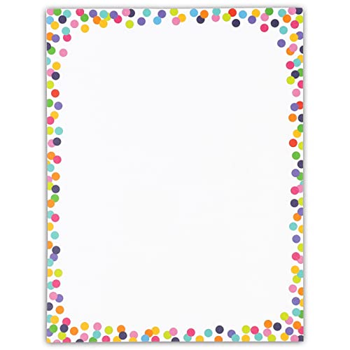 96 Sheets Of Confetti Stationery Paper For Writing Letters, Invitations With Decorative Border (8.5 X 11 In) #TOP5