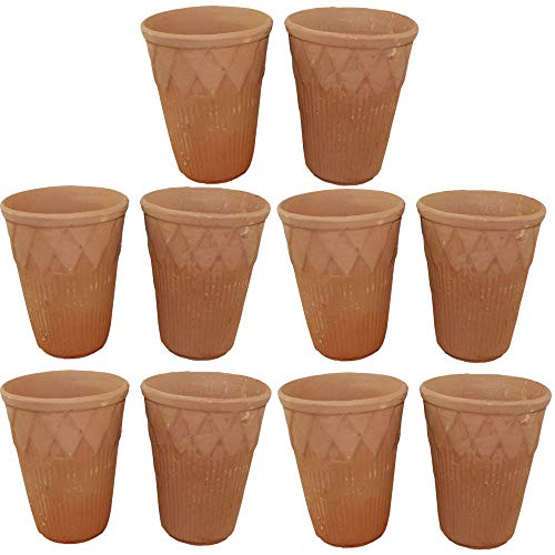 Barro de arcilla natural desechable (Mitti real) Kullad horneado – Juego de 10 para té, café, Dahi Lassi Kheer
