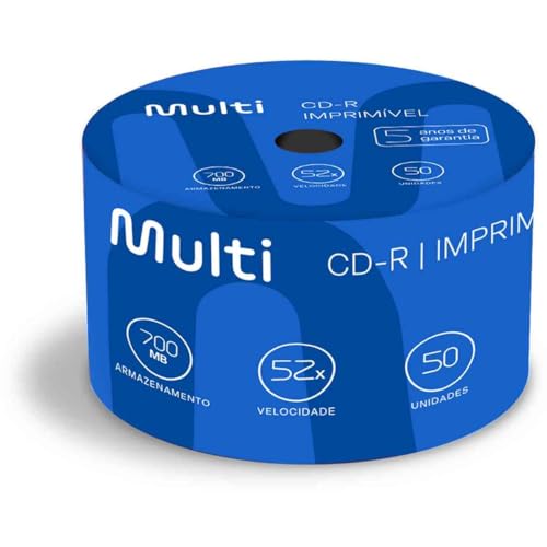 Mídia Cd-R Vel. 52X - 50 Un. Shrink Imprimível Branco Multilaser - CD052