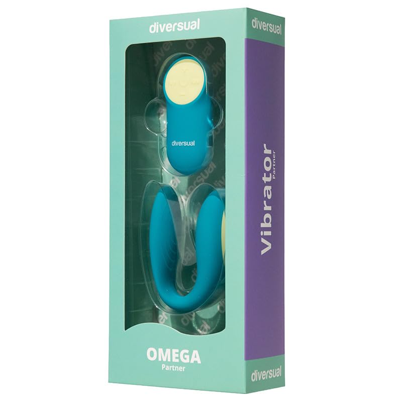 Omega, Vibrador para Parejas, Recargable USB, Control Remoto con Mando, 4 Intensidades, 7 Modos de Vibración, Silicona, Ultra Suave, Sumergible (Turquesa)