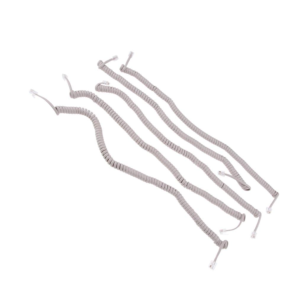 Telephone Handset Cord Cable Spiral Coiled Length 1.25 to 9.8ft Light Grey-image-48