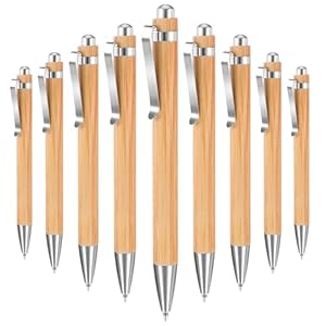50 Pcs Inspirational Bamboo Pen Wood Ballpoint Pen Thank You Pen Bulk Appreciation Gift for Women Men Office Teacher Coworker Black Ink