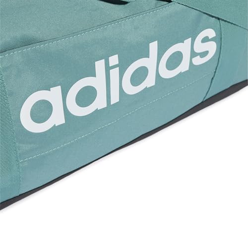 Image of adidas Unisex Essentials Linear Duffel Bag, Powder Teal /Black /White, S