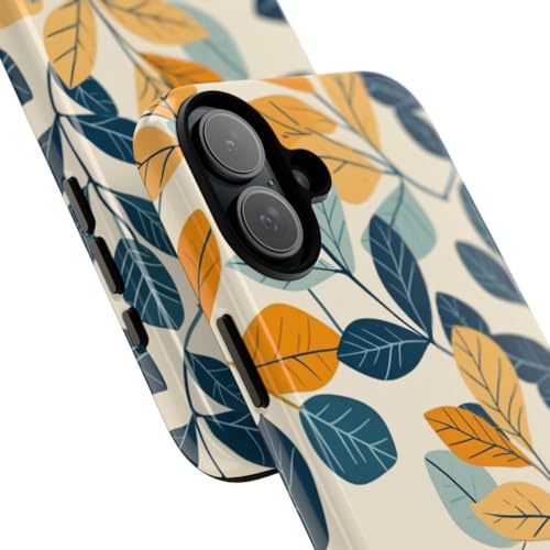 Coque iPhone 16 Plus rigide motif feuille colorée bleue brillante - 2