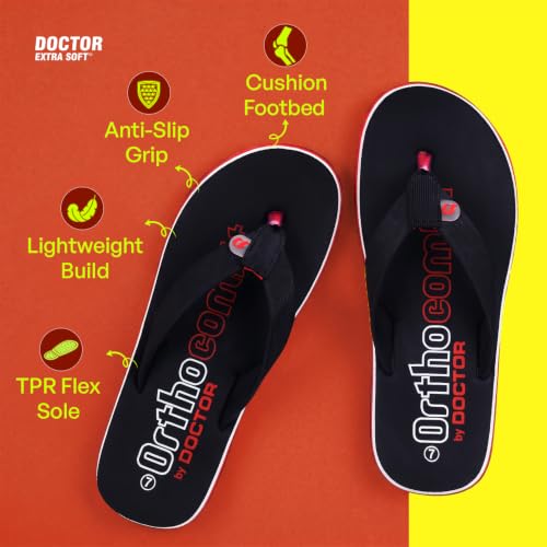 Image of DOCTOR EXTRA SOFT Men's Orthopedic Tpr Slippers With Cushion Footbed For Adult|Stylish & Anti-Skid|Comfortable & Light Weight|Casual Durable Waterproof Everyday Dr. Home Flip Flops Gents & Boys D-36