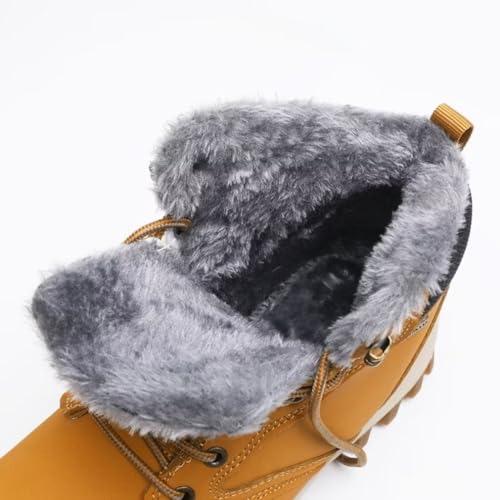 Jakcuz Men Snow Boots Suede Leather Insulated Warm Fur Lined Outdoor Hiking Shoes Winter Boot4