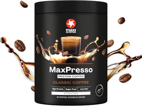 MaxiNutrition MaxPresso Coffee Classic 300g, Protein Kaffee, Whey Coffee Pulver, 21g Eiweiß pro Portion, Zuckerfrei & fettarm, Warm & kalt genießbar