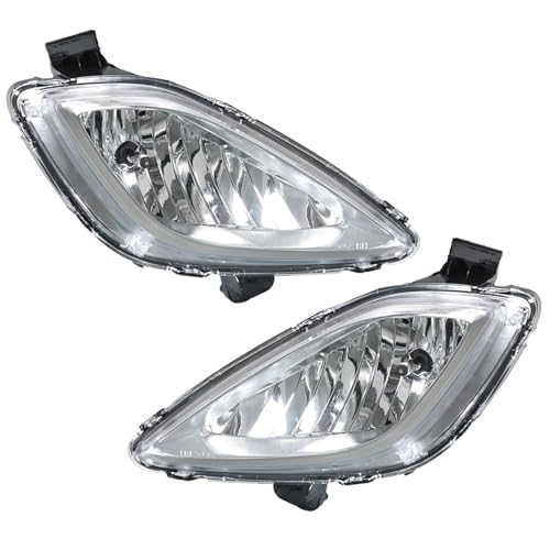 WFLNHB 1 Pair Fog Lights Assembly Replacement for 2011-2013 Hyundai Elantra Clear Lens with Bulbs Wiring Harness & Switch Front Bumper Driving Lamps Fog Lights Assembly (Driver & Passenger Side)