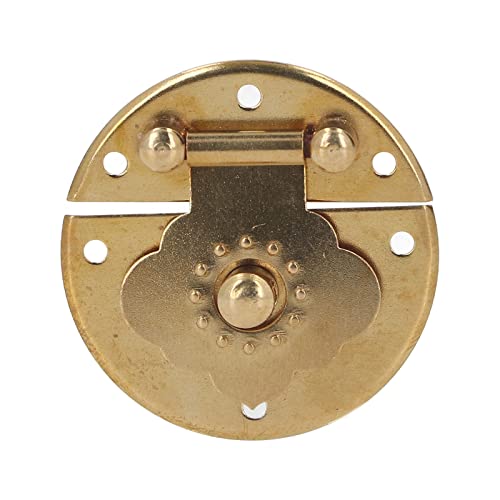 Vintage Locking Hasp Latch, Embossing Copper Hinge Lock Jewelry Box Lock with Screws Wooden Case Treasure Chest Wedding Card Box (Brass Color)