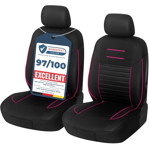 upgrade4cars Housses de Siège de Voiture Avant Universelle Noir Rose | Housse de Sieges Auto Universel pour Conducteur et Passager