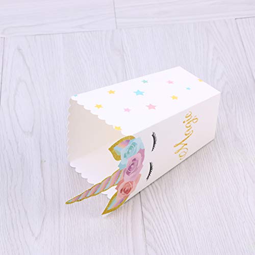 Toyvian 12 caixas de pipoca de unicórnio, caixas de lanche de pipoca, caixas de doces, lembrancinhas