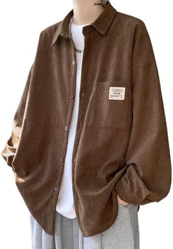 （02:30時点） [Aaronlive] メンズシャツ ゆったり 長袖 オーバーサイズ プラスサイズ 吸汗速乾 快適 軽量 無地 春と秋のカジュアルシャツ brown L