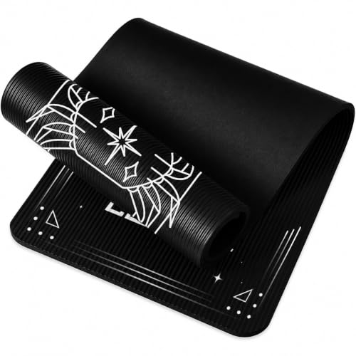 Image of De Jure Fitness Yoga Mat for Women and Men, 13mm Extra Thick Non-Slip NBR Exercise Mat for Yoga, Pilates, Gym & Floor Workouts - with Carry Strap - Cancer