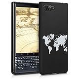 kwmobile TPU Silicone Case for BlackBerry KEYtwo LE (Key2 LE) - Soft Flexible Shock Absorbent Protective Phone Cover - Travel Outline White/Black