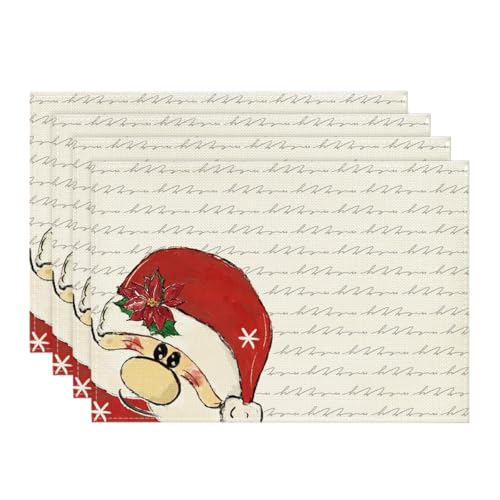 Platzdeckchen Weihnachten 18 Artoid Mode Merry Weihnachtsmann Weihnachten Platzsets 4er Set,...