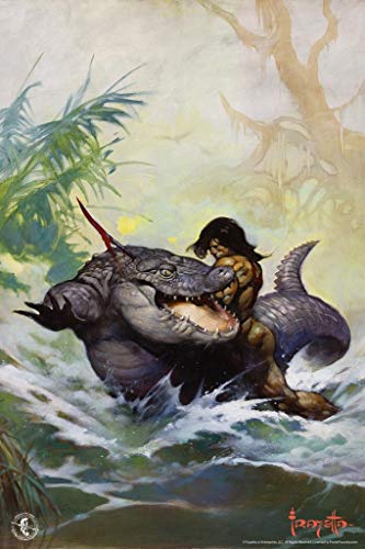 Frank Frazetta Monster Out of Time Science Fiction Fantasy Artwork Crocodile Alligator Barbarian Comic Book Cover Cool Huge Large Giant Poster Art 36x54