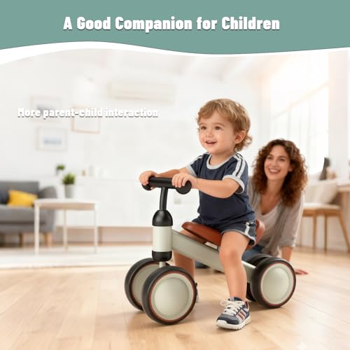 Image of SIMATE Balance Bike Toys for 1 Year Old Boys Girls, 12-24 Month Toddler Ride on Toys, 4 Silent Wheels & Soft Seat, First Birthday Gifts for Baby Girls Boys