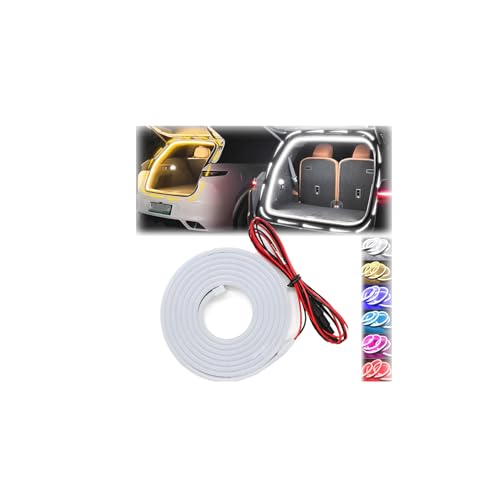 Dynamic Flowing Car Trunk Light Strip, 78/157 Inch Cuttable Car Trunk LED Light Strip, Universal Waterproof Cargo Ambient Lighting,Constant/Flowing, for SUV Vans (White,4m/157 in Constant)