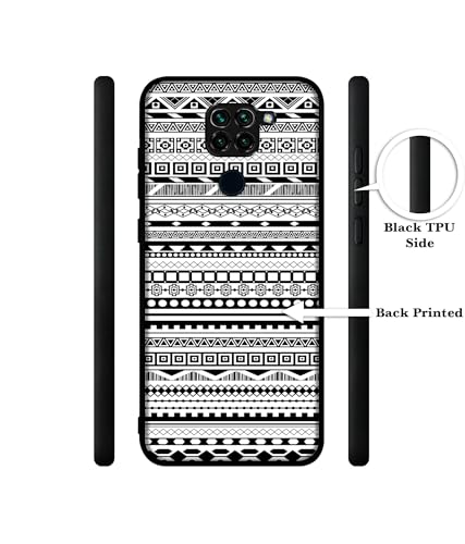 Image of Black & White Patterns Design Premium 2D Printed Metal Back Case Cover for Mi Redmi Note 9 4G