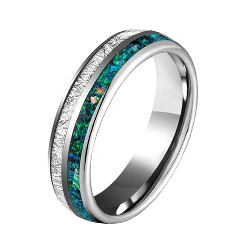 Bague tungstène originale cadeau idéal anneau 6mm argenté vert