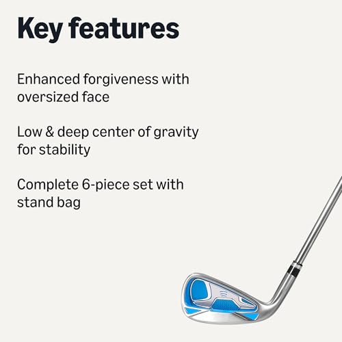 Image of Amazon Basics Golf Club Set, 6- Piece with Stand Bag, Oversized Clubface, Low Center of Gravity