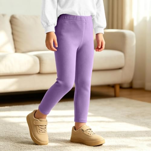 Ayolanni Girls 5t Pants Fleece Lined Tights Girls Warm Winter Leggings Thermal Kids Snow Pants Purple - image 3