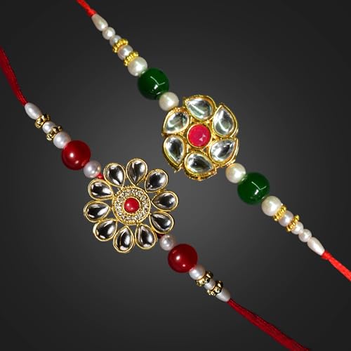 Image of Frostick Designer Rakhi With Chocolate Gift for Bhaiya /Bhai /Brother With Greeting Card, Tilak Chawal And Silver coin (Diary Milk 4Pcs, Pack of 2) (Random Design Rakhi)
