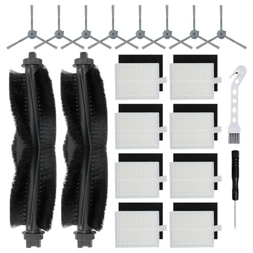 20PCS Replacement Parts for Eufy L60 & L50 Series Robot Vacuums – Accessory Kit: 2 Roller Brushes, 8 HEPA and Foam Filters, 8 Side Brushes, 1 Screwdriver, 1 Cleaning Tool