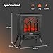 VonHaus Electric Stove Heater 1500W – Electric Fireplace – Indoor Log/Wood Burner Effect, Freestanding Fire, Portable, LED Flame, 2 Heat Settings, Adjustable Thermostat, Black – H45 x W41 x D24cm