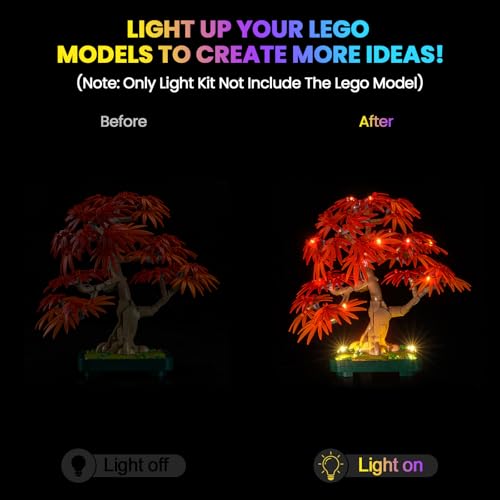 Image of Upgrade LED Light Kit Compatible with Lego Japanese Red Maple Bonsai Tree Building Set, Decorative Plant Decoration, Compatible with Lego 10348 (Model Not Included)