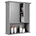 COSTWAY Mobiletto Pensile da Bagno, Mobile Armadietto Bagno sospeso con 2 Porte, Armadietto a Muro delle Medicine, Mensola Regolabile, capacità di 30 kg (Grigio)