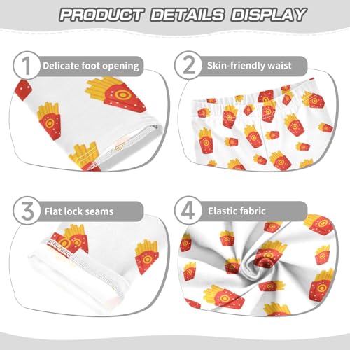 ZZKKO Girls Leggings French Fries Toddler Girls Clothes Leggings for Girls Toddler Girls Leggings 3-4T3