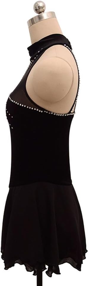 Girl's Black Sleeveless Figure Skating Dress Professional Competition Performance Costume Figure Skating Skirt