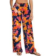  Palazzo Pants for Women Casual Wide Leg Flowy Pants Beach Vacation Clothes Elastic Waist Bo...