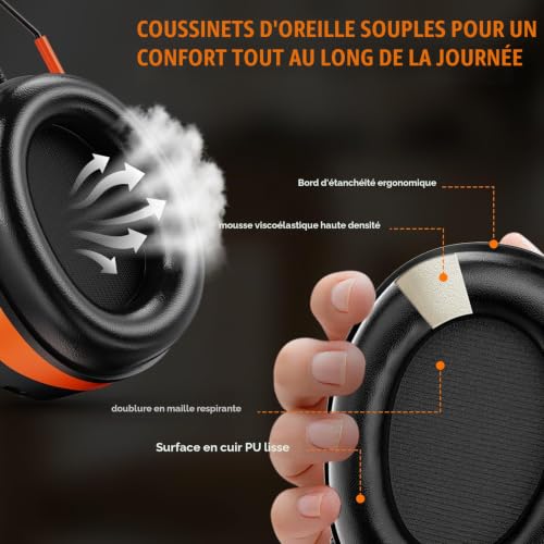 Gardtech Protection Auditive avec Radio DAB+ / FM, Bluetooth et MP3, Protège-Oreilles de Sécurité NRR 29dB, Casques Antibruit pour Hommes et Femmes, Idéaux pour Tonte de Pelouse – vue 7