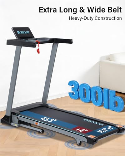 Image of BORGUSI Auto Incline Treadmill for Home - 47.3 inchx17.5 inch Long Wide Belt, 3.5 HP, Bluetooth App, 10 MPH, 300 lbs Capacity, 40 Preset Programs