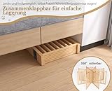 Pshelfy Lackfreies Naturholz-Hundeabsperrgitter, 6-teilig faltbar & 360° drehbar – Sicher als Welpen- und Kinderschutzgitter für Tür, Treppe, Flur (BxH: 351 x 58 cm, Natur, Unbehandelt)