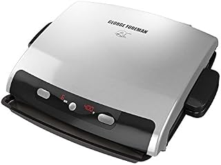 George Foreman 6-Serving Removable Plate Grill and Panini Press, Silver, GRP99,Silver and Black