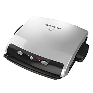 George Foreman 6-Serving Removable Plate Grill and Panini Press, Silver,