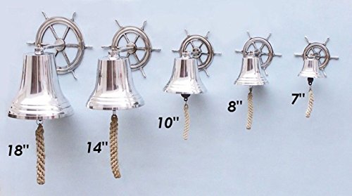 Sonnette de roue de bateau à suspendre chromée 20,3 cm pour cloche murale et objet déco marine