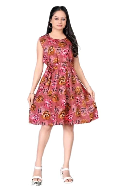 Image of Women's Stylish Kurti Top & Frock Dress, Women's Dressbrown frock A44 P